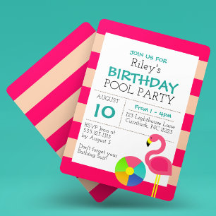 Invitation Carton d'invitation Rose Flamingo pour toutes occa