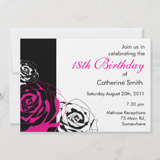 Invitation Carton d'invitation Rose pour anniversaire