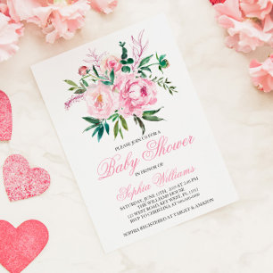 Invitation Carton d'invitation rose pour Baby Shower