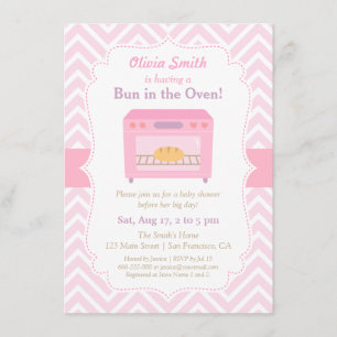 Invitation Carton d'invitation rose pour Baby Shower Bun in t
