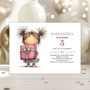 Invitation Carton d'invitation rose pour le 5ème anniversaire