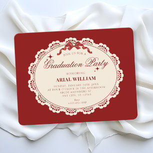 Invitation Carton d'invitation rouge vintage pour la remise d