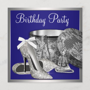 Invitation Carton d'invitation royal bleu et argent pour l'an