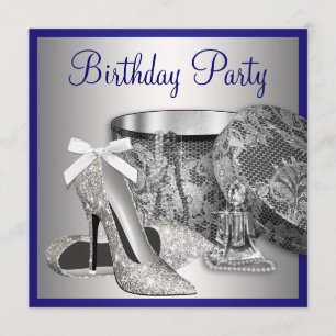 Invitation Carton d'invitation royal bleu et argent pour l'an