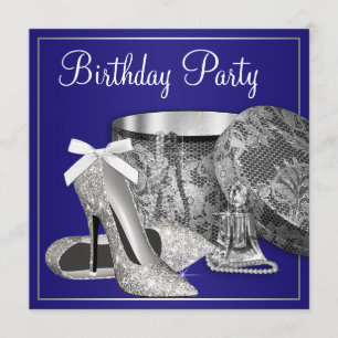 Invitation Carton d'invitation royal bleu et argent pour l'an