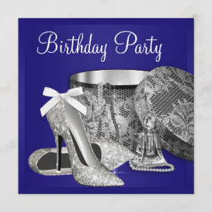 Invitation Carton d'invitation royal bleu et argent pour l'an