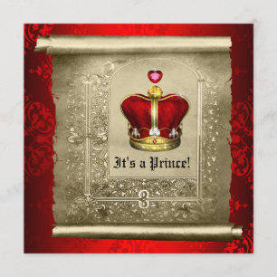 Invitation Carton d'invitation Royal Rouge Prince pour Baby S
