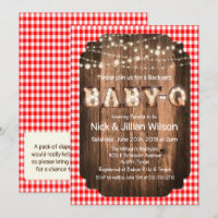 Carton d'invitation Rustic Baby Q BBQ pour la baby