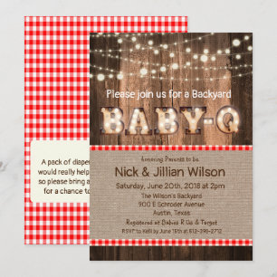 Invitation Carton d'invitation Rustic Baby Q BBQ pour la baby