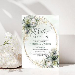 Invitation Carton d'invitation Sage Green Boho Sweet Sixteen 