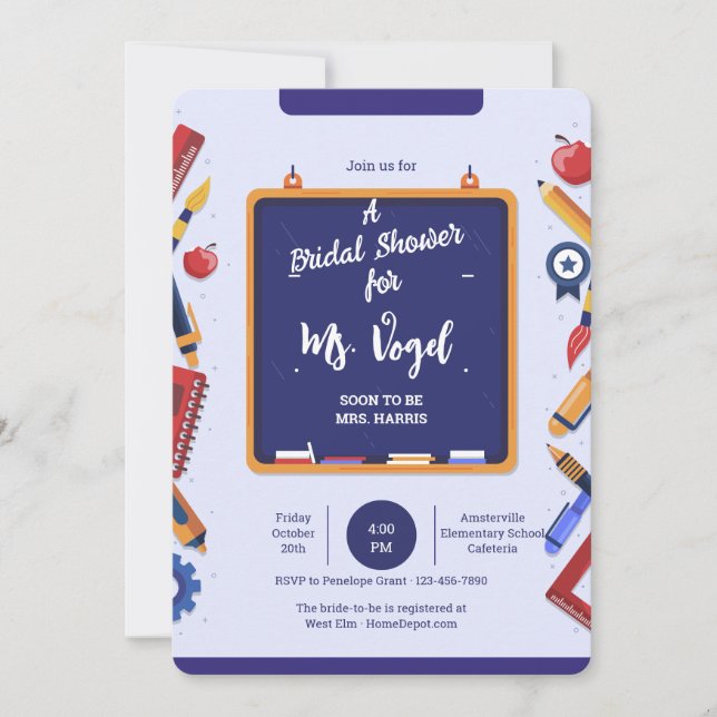 Invitation Carton d'invitation tableau noir d'école (Devant)