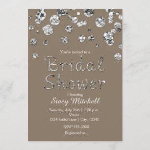 Invitation Carton d'invitation Taupe Argent Paillettes pour u