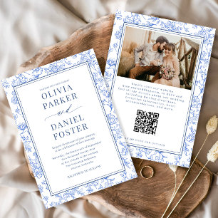 Invitation Carton d'invitation toile de Jouy florale français