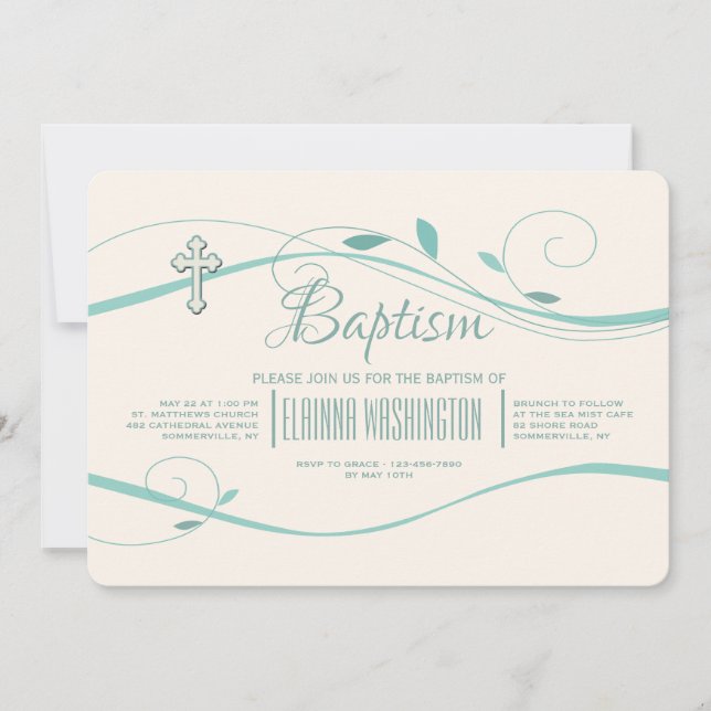 Invitation Carton d'invitation Tourbillons de turquoise (Devant)