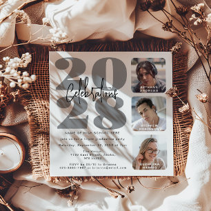 Invitation Carton d'invitation triple graduation photo gris