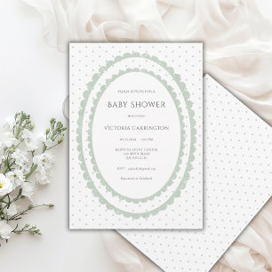 Invitation Carton d'invitation vintage à cadre festonné vert