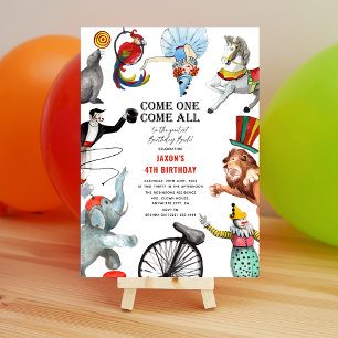 Invitation Carton d'invitation vintage à thème cirque pour l'