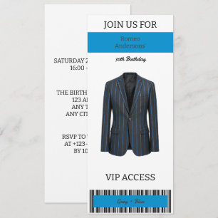 Invitation Carton d'invitation VIP gris bleu pour 30e anniver