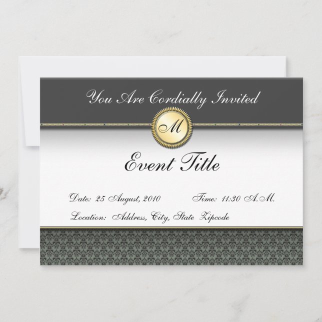 Invitation Carton personnalisé avec monogramme pour invitatio (Devant)