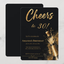 Carton pour les 30 ans en noir et or