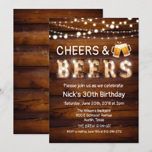 Invitation Carton rustique Cheers and Beers