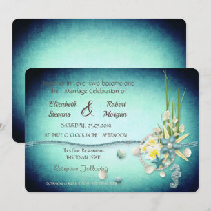 Invitation Cartons de mariage Coquillages,Fleurs