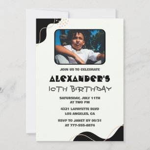 Invitation Cartons d'invitation 10 ans garçon simple photo no