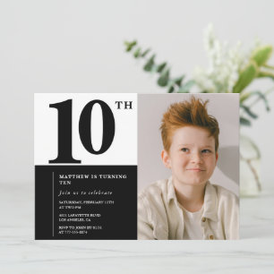 Invitation Cartons d'invitation 10 ans noirs Élégant Chic