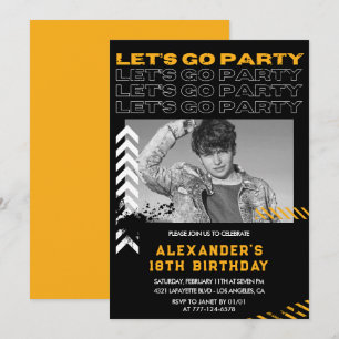 Invitation Cartons d'invitation 18 ans noir Hommes Photo Spra