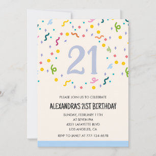 Invitation Cartons d'invitation 21 ans Confetti