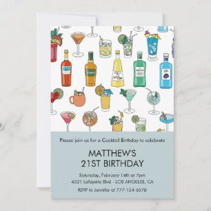 Invitation Cartons d'invitation 21e anniversaire Cocktail Con