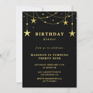 Invitation Cartons d'invitation 39e anniversaire Black Gold