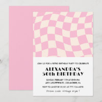 Cartons d'invitation 50 ans anniversaire Damier Ré