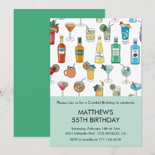 Invitation Cartons d'invitation 55e anniversaire Cocktail Con