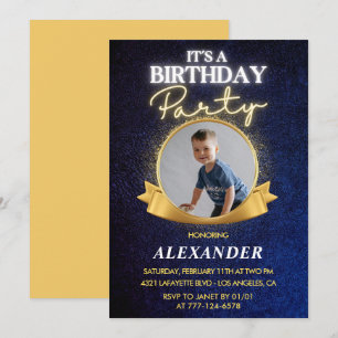Invitation Cartons d'invitation 7 ans garçon Élégant Chic Pho
