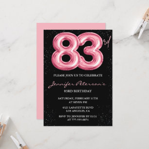 Invitation Cartons d'invitation 83e anniversaire Black Pink B