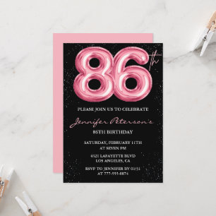 Invitation Cartons d'invitation 86e anniversaire Black Pink B