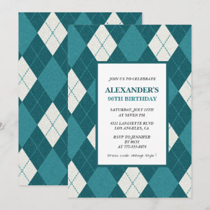 Invitation Cartons d'invitation 96e anniversaire Hommes Bleu
