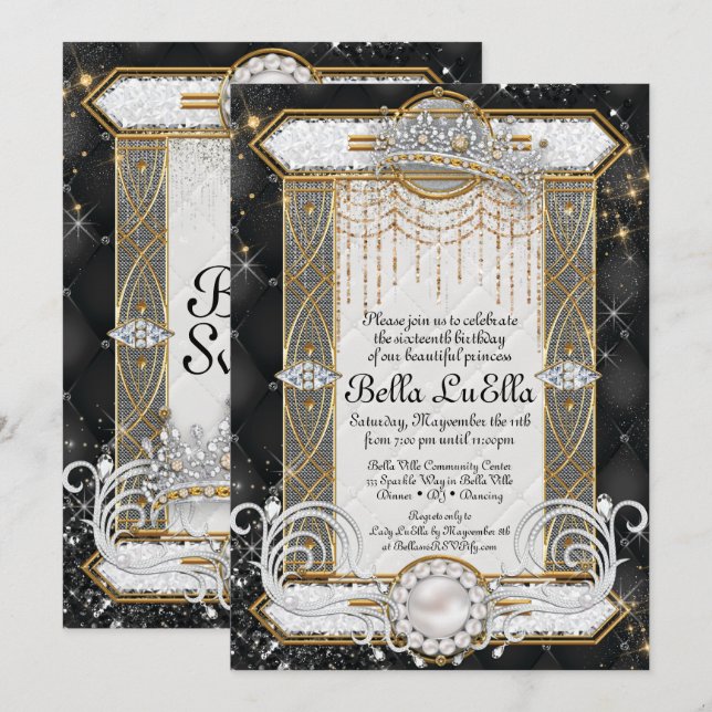 Invitation Cartons d'invitation à la fête de la princesse Bli (Devant / Derrière)
