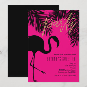 Invitation Cartons d'invitation à la fête Flamant rose et noi