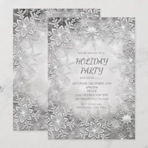 Invitation Cartons d'invitation à la fête Flocons d'hiver Arg