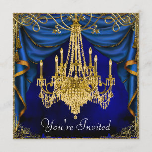 Invitation Cartons d'invitation à une soirée avec lustre bleu
