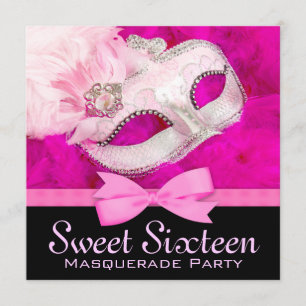 Invitation Cartons d'invitation à une soirée masquée rose vif
