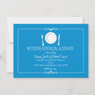 Invitation Cartons d'invitation au dîner de répétition bleu c