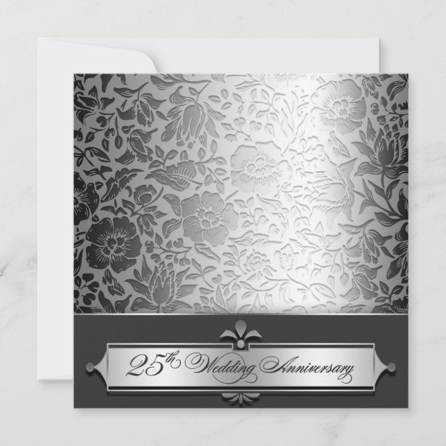 Invitation Cartons d'invitation chics pour les 25 ans de mari (Devant)