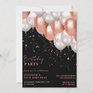 Invitation Cartons d'invitation d'anniversaire 10 ans noirs R