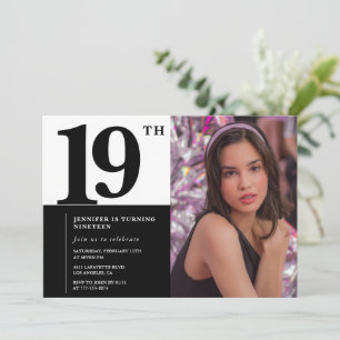 Invitation Cartons d'invitation d'anniversaire 19 ans noirs É