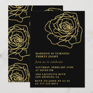 Invitation Cartons d'invitation d'anniversaire 38 ans noirs F