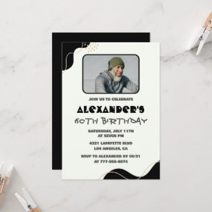 Invitation Cartons d'invitation d'anniversaire 60 ans noir Ho