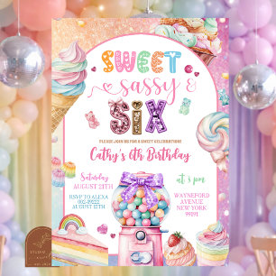 Invitation Cartons d'invitation d'anniversaire 6 ans Colorés 